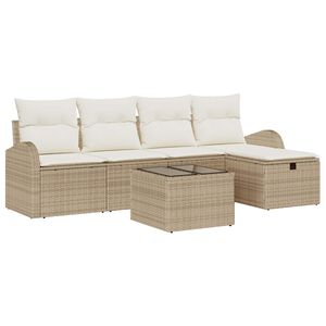 vidaXL Ensemble de Canap&eacute;s avec coussin Beige et cr&egrave;me polyrotin