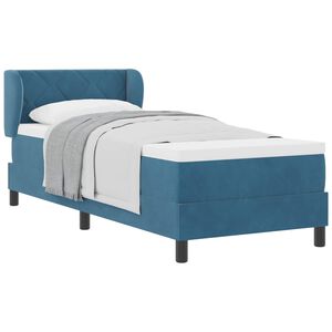 vidaXL Lit &agrave; ressorts avec matelas Bleu fonc&eacute; 80 x 200 cm Velours