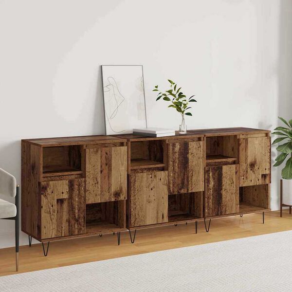 vidaXL Buffet 3 pcs Bois ancien 60 x 35 x 70 cm