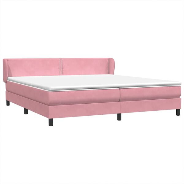 vidaXL Sommier &agrave; lattes de lit avec matelas rose 180x210 cm velours