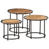 vidaXL Tables gigognes 3 pcs bois de manguier massif brut