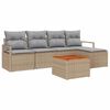 vidaXL Ensemble de canap&eacute; de jardin 6 pc Beige polyrotin