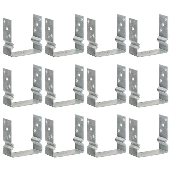 vidaXL Piquets de cl&ocirc;ture 12 pcs argent&eacute; 14x6x15 cm acier galvanis&eacute;