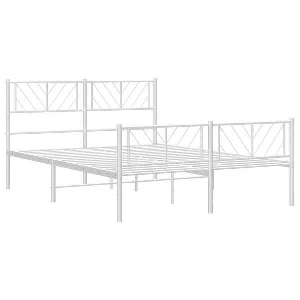 vidaXL Cadre de lit métal sans matelas et pied de lit blanc 160x200 cm