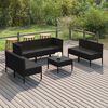 vidaXL Salon de jardin 8 pcs avec coussins r&eacute;sine tress&eacute;e noir