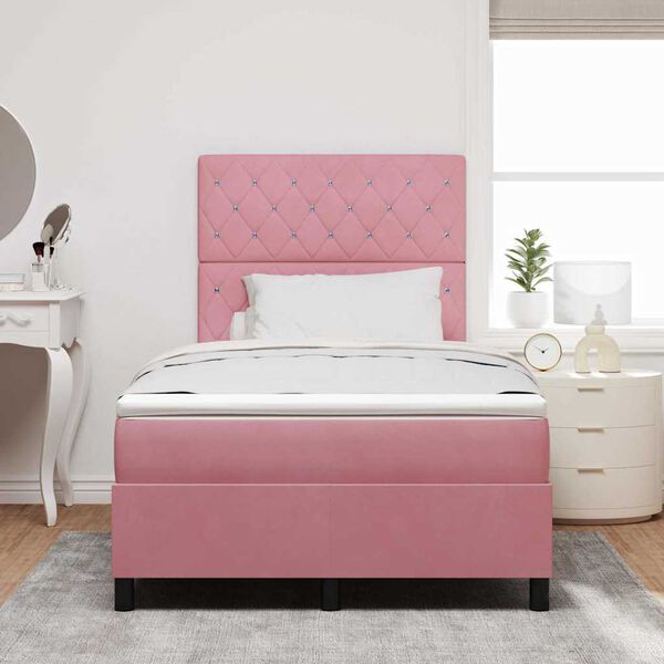 vidaXL Lit &agrave; ressorts avec matelas Rose 120 x 190 cm Velours