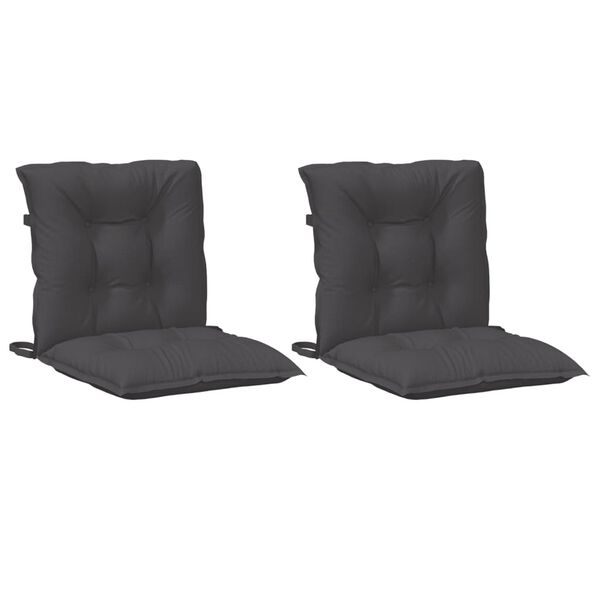 vidaXL Coussins de chaise &agrave; dossier bas lot de 2 anthracite m&eacute;lang&eacute;