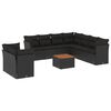 vidaXL Salon de jardin 10 pcs avec coussins noir r&eacute;sine tress&eacute;e