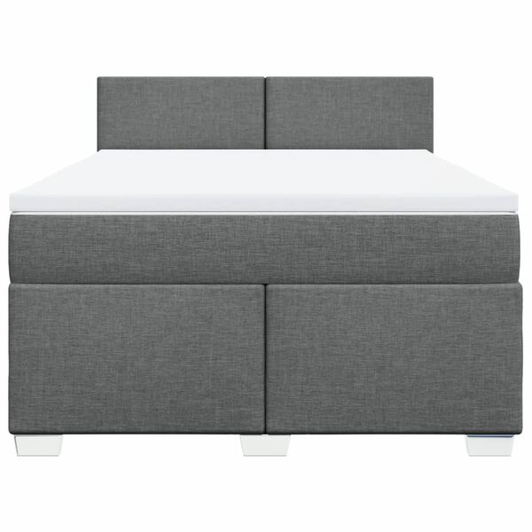 vidaXL Sommier &agrave; lattes de lit avec matelas Gris fonc&eacute; 160x200cm Tissu
