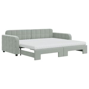 vidaXL Lit de jour avec gigogne et matelas gris clair 90x190cm velours