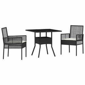vidaXL Ensemble de salle &agrave; manger pour jardin 3 pcs Noir polyrotin