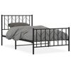 vidaXL Cadre de lit m&eacute;tal sans matelas avec pied de lit noir 100x190cm