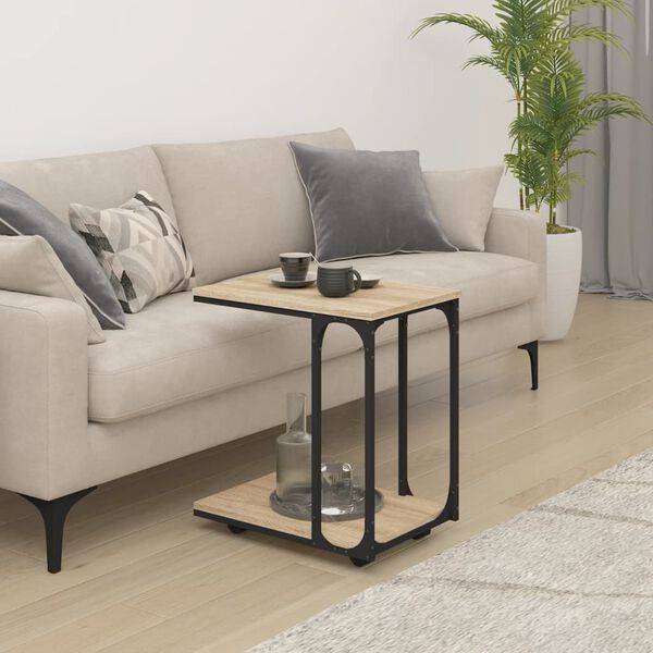 vidaXL Table d'appoint à roues Chêne sonoma 50x35x55,5 cm