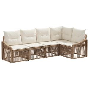 vidaXL Ensemble de canap&eacute; de jardin 5 pc Beige polyrotin