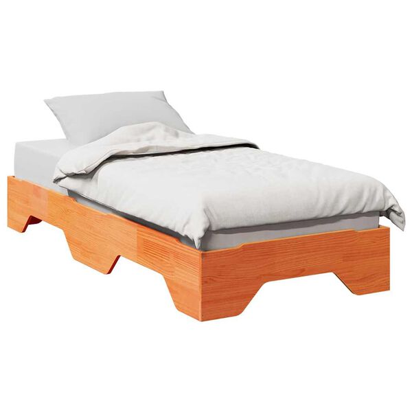 vidaXL Cadre de lit sans matelas empilable cire marron 90x190 cm