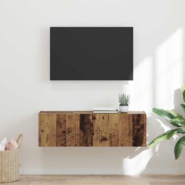 vidaXL Meuble TV mural Bois Ancien 98 x 31 x 29,5 cm Bois d'ing&eacute;nierie