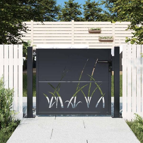 vidaXL Portail de jardin Anthracite 100x100 cm Acier Design Herbe