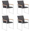 vidaXL Chaises de jardin lot de 4 Textil&egrave;ne et acier inoxydable Gris