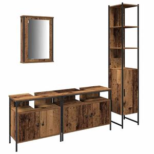 vidaXL Ensemble de mobilier de salle de bain 4 pc Bois Ancien