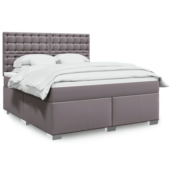 vidaXL Sommier à lattes de lit avec matelas Gris 180x200 cm Similicuir