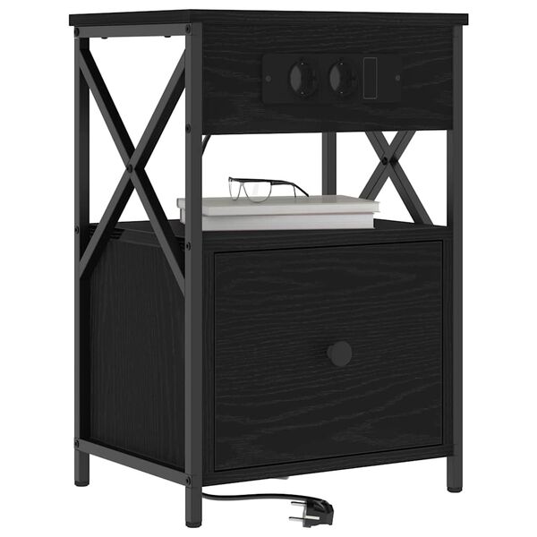 vidaXL Cabinet de chevet Ch&ecirc;ne noir 40 x 31 x 60 cm Bois d'ing&eacute;nierie