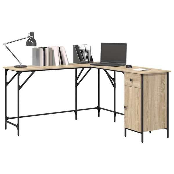 vidaXL Bureau chêne sonoma 141x141x75 cm bois d'ingénierie