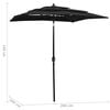 vidaXL Parasol de jardin à 3 niveaux avec mât en aluminium noir 2x2 m