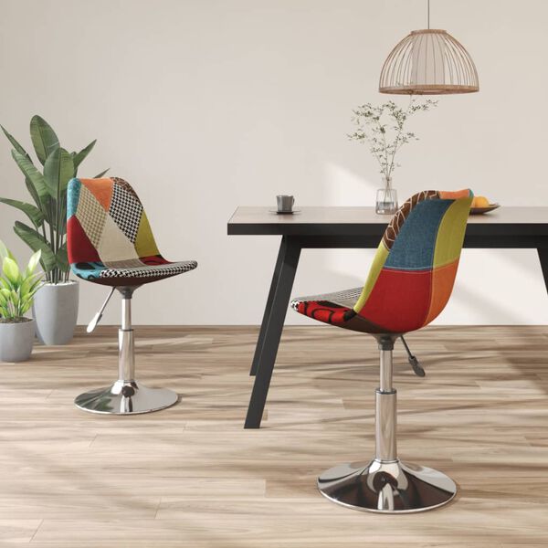 vidaXL Chaises pivotantes &agrave; manger lot de 2 Patchwork tissu