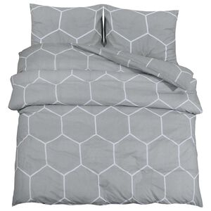 vidaXL Ensemble de housse de couette gris et blanc 240x220 cm coton