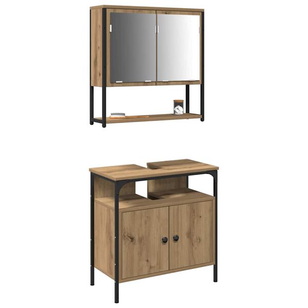 vidaXL Ensemble de mobilier de salle de bain avec étagère 2 pcs Marron