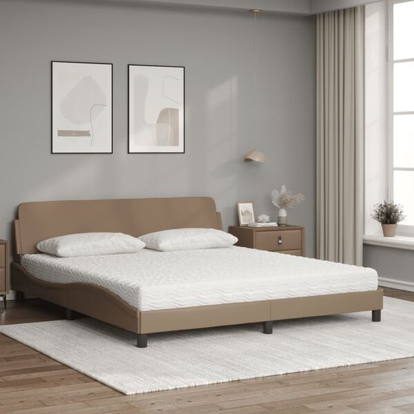 vidaXL Lit avec matelas Dover cappuccino 180x200 cm similicuir