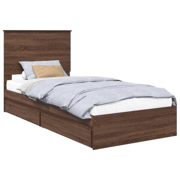 vidaXL Lit de Rangement Ch&ecirc;ne brun 90 x 200 cm Bois d'ing&eacute;nierie