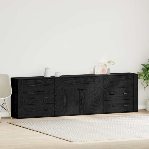 vidaXL Buffet Ch&ecirc;ne noir 240 x 33 x 70 cm Bois d'ing&eacute;nierie