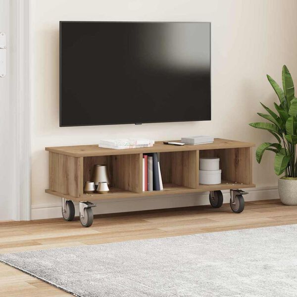 vidaXL Meuble TV Ch&ecirc;ne artisanal 100 x 35 x 35 cm Bois d'ing&eacute;nierie
