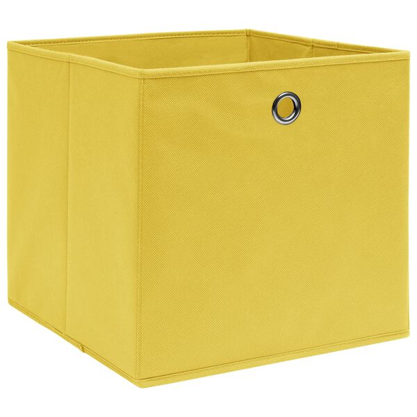 vidaXL Boîtes de rangement 10 pcs Jaune 32x32x32 cm Tissu