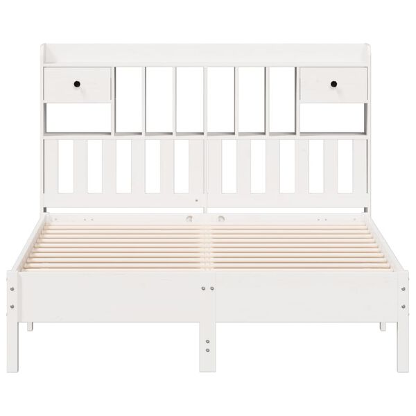 vidaXL Lit biblioth&egrave;que sans matelas blanc 135x190 cm bois pin massif