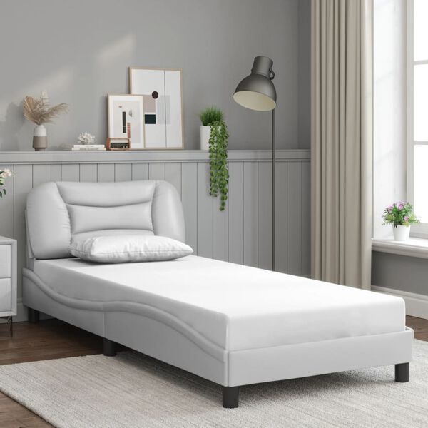 vidaXL Cadre de lit sans matelas Hvar blanc 90x190 cm similicuir