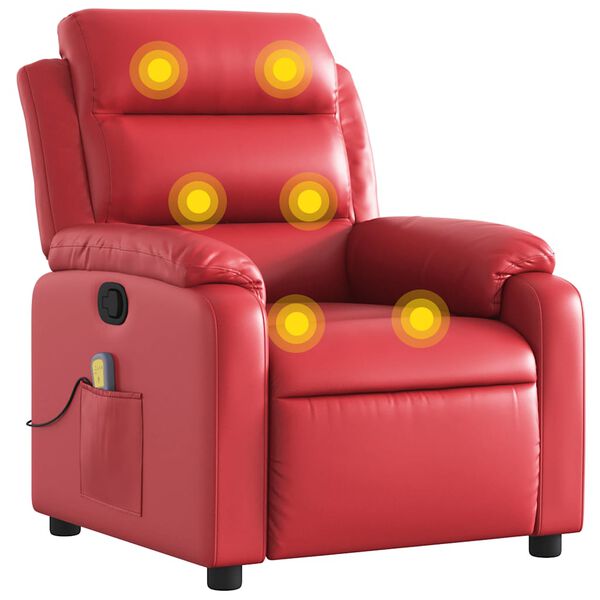 vidaXL Fauteuil de massage inclinable rouge similicuir