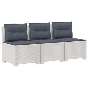 vidaXL Canap&eacute; de jardin 3 places avec coussins look rattan PP Blanc