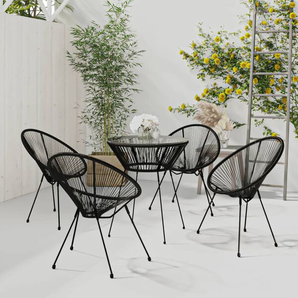 vidaXL Ensemble à manger de jardin 5 pcs Noir