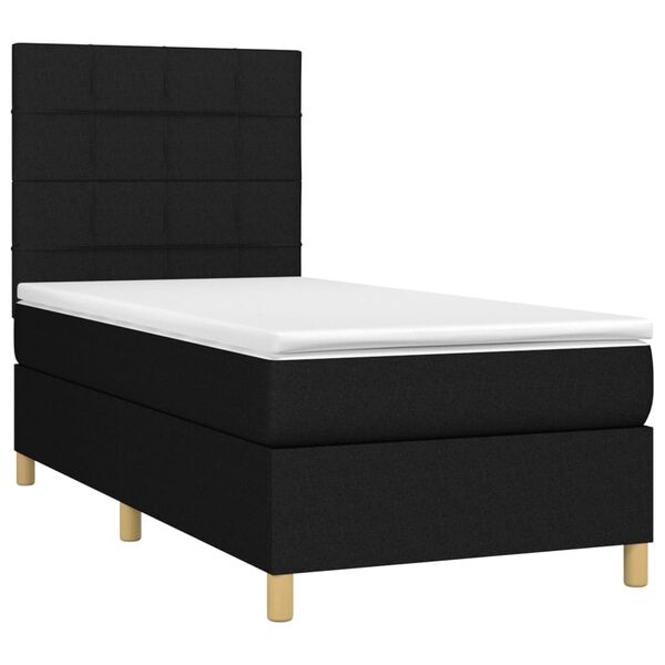 vidaXL Sommier &agrave; lattes de lit avec matelas Noir 100x200 cm Tissu