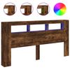 vidaXL T&ecirc;te de lit &agrave; LED ch&ecirc;ne fum&eacute; 200x18,5x103,5cm bois d'ing&eacute;nierie