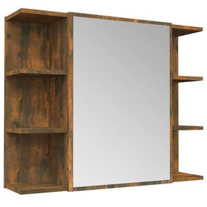 vidaXL Armoire &agrave; miroir de salle de bain Ch&ecirc;ne fum&eacute; 80x20,5x64 cm Bois