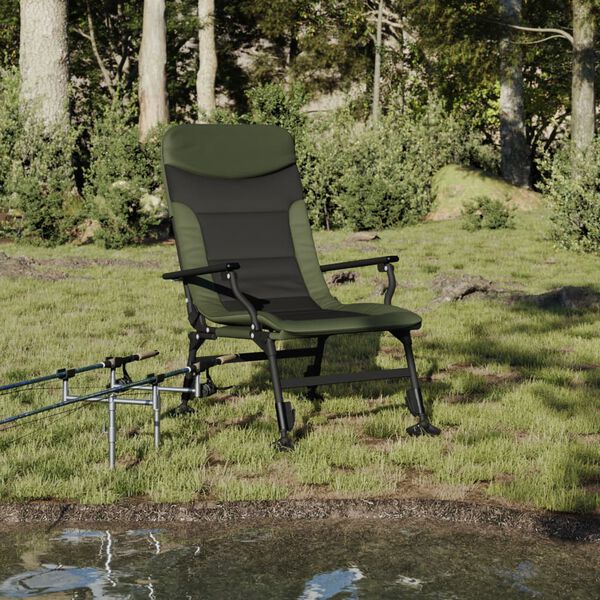 vidaXL Chaise de p&ecirc;che avec accoudoir pliable vert