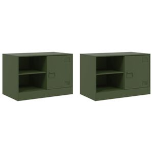 vidaXL Meubles TV 2 pcs vert olive 67x39x44 cm acier