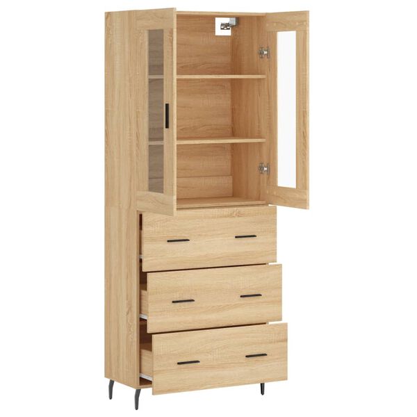 vidaXL Buffet haut Ch&ecirc;ne sonoma 69,5x34x180 cm Bois d'ing&eacute;nierie