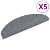 vidaXL Tapis d'escalier autocollants 5 pi&egrave;ces 65 x 21 x 4 cm Gris clair Demi-rond Grand