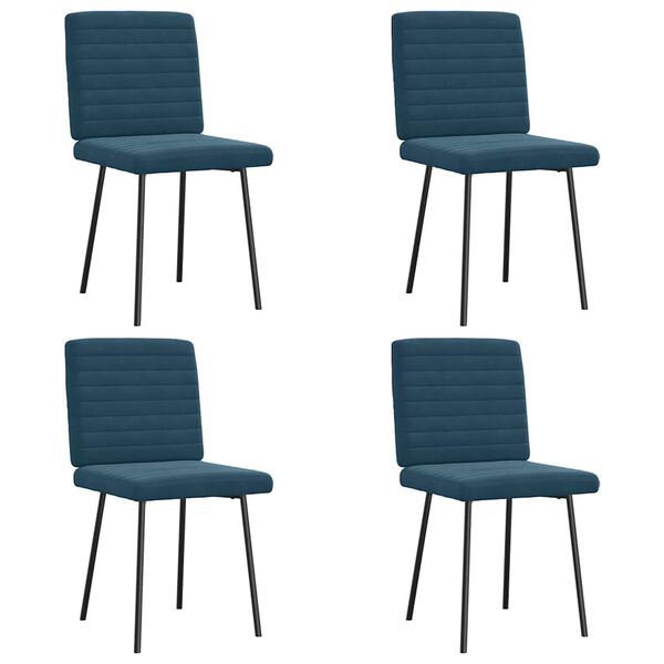 vidaXL Chaises &agrave; manger lot de 4 Bleu Velours
