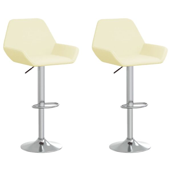 vidaXL Tabourets de bar lot de 2 cr&egrave;me tissu