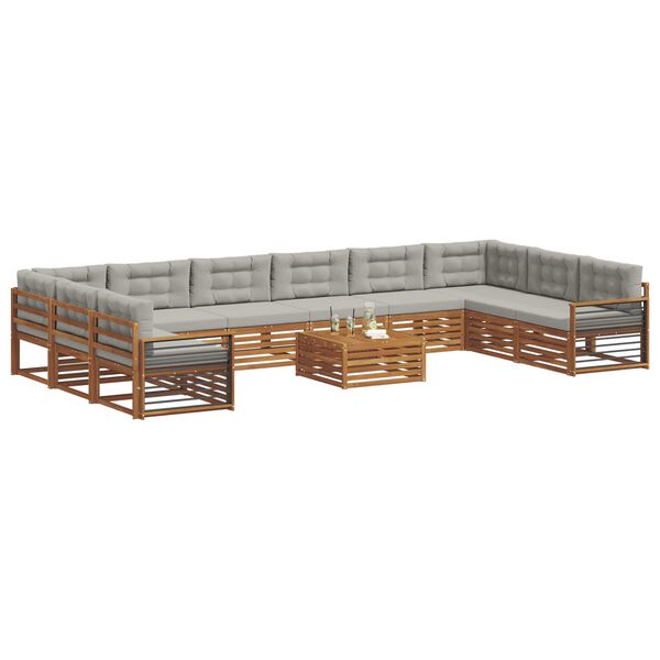 vidaXL Ensembles de canap&eacute;s avec coussin 11 pcs Gris Naturel et Clair